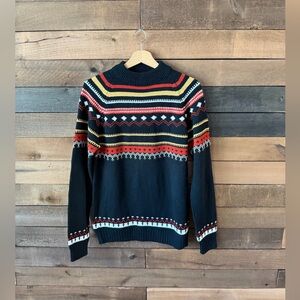 Vintage Kmart Fair Isle Knit Sweater Black Nordic Stripe Winter Large
